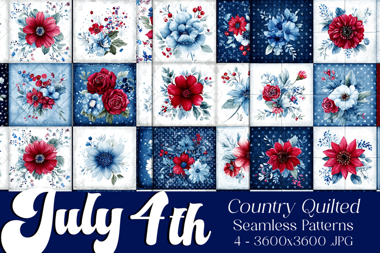 July 4th Patterns, 4th of July Quilt Seamless Patterns, s3