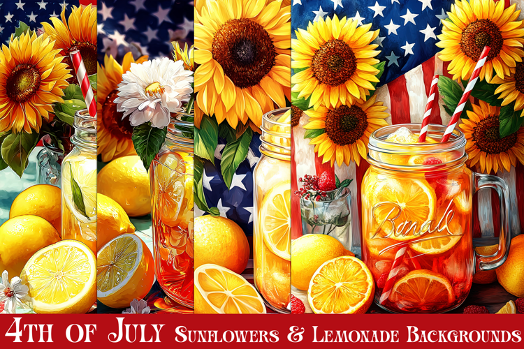 July 4th Backgrounds, Summer, Lemonade, Sunflower Papers, s5