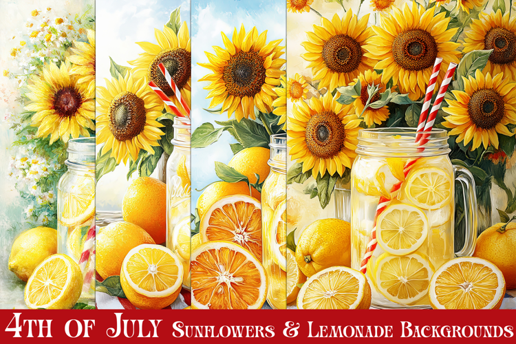 July 4th Backgrounds, Summer, Lemonade, Sunflower Papers, s6