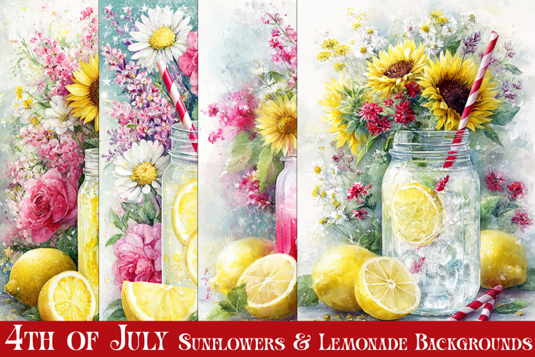 July 4th Backgrounds, Summer, Lemonade, Sunflower Papers, s3
