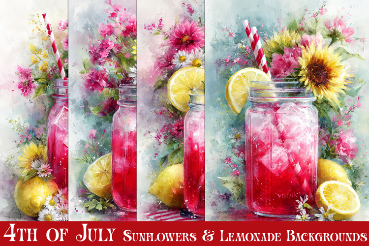 July 4th Backgrounds, Summer, Lemonade, Sunflower Papers, s4
