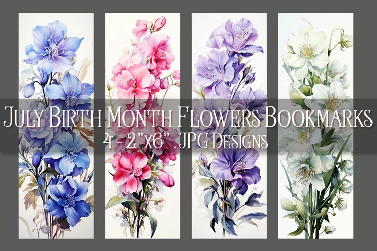 Floral Bookmark, July Bookmark, Larkspur Bookmarks, s1