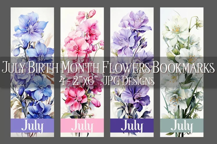 Floral Bookmark, July Bookmark, Larkspur Bookmarks, s2