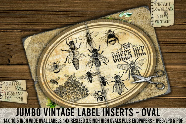 Jumbo Oval Vintage Labels | Inserts for Junk Journals