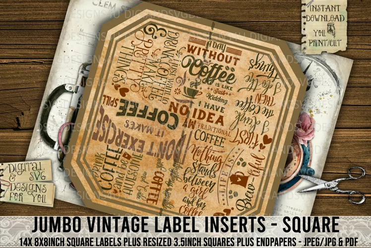 Jumbo Vintage Labels | Inserts for Junk Journals
