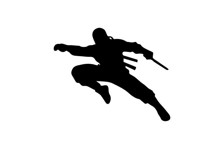 Jump Kick Ninja Silhouette Illustration Design