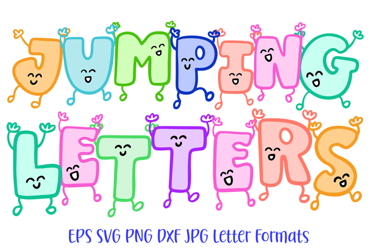 Jumping Letters Font Doodle Lettering Cartoon Characters ABC