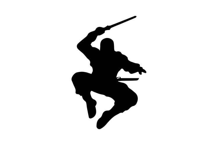 Jumping Ninja Attack Silhouette Illustration Design