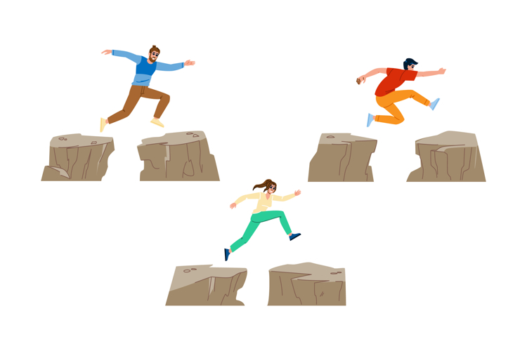 risk jumping over cliff vector