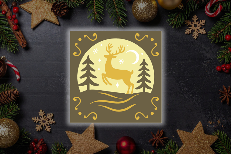 Jumping Reindeer - Christmas Shadow Box