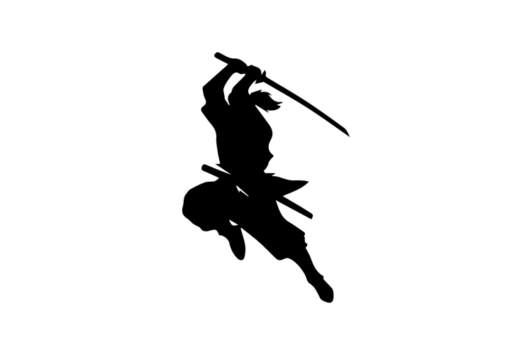 Jumping Samurai Attack Silhouette Illustration Design
