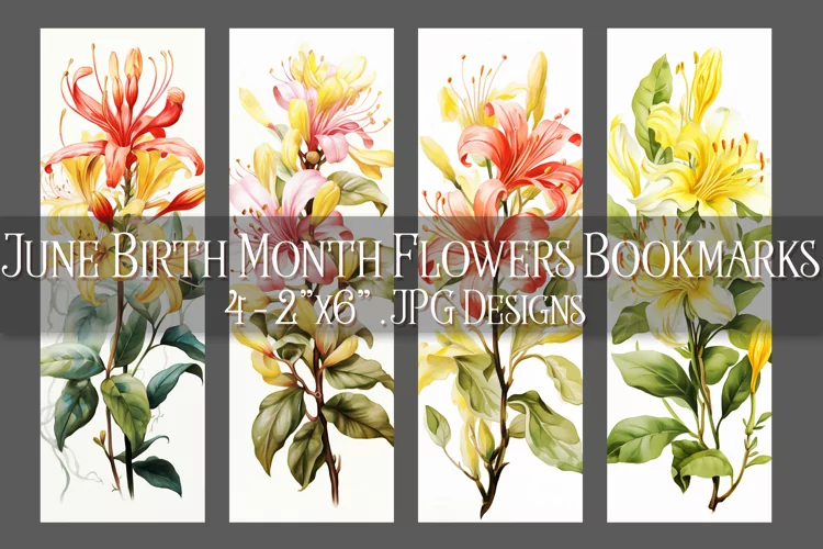 Floral Bookmark, June Bookmark, Honeysuckle Bookmarks, s1