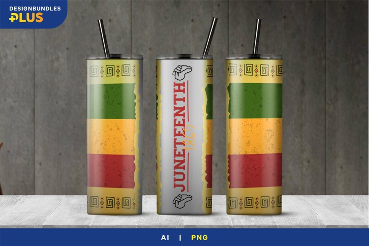 Juneteenth 1865 & Flag - 20 oz Skinny Tumbler Sublimation example image 1