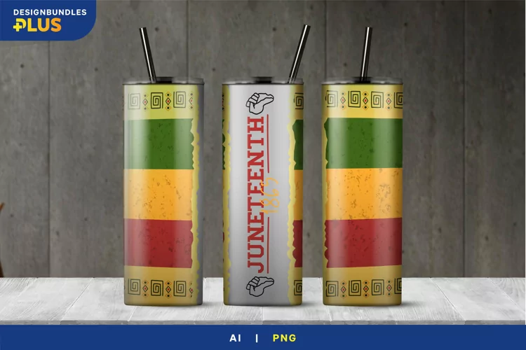 Juneteenth 1865 & Flag - 20 oz Skinny Tumbler Sublimation