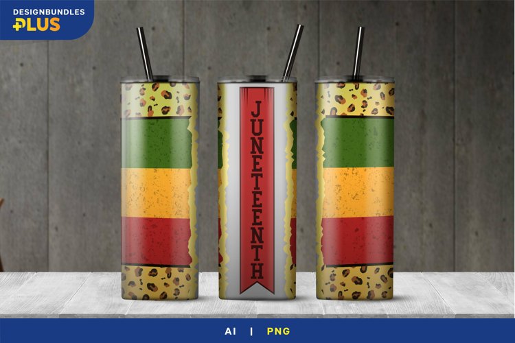 Juneteenth & Leopard Print Flag - 20 oz Skinny Tumbler example image 1