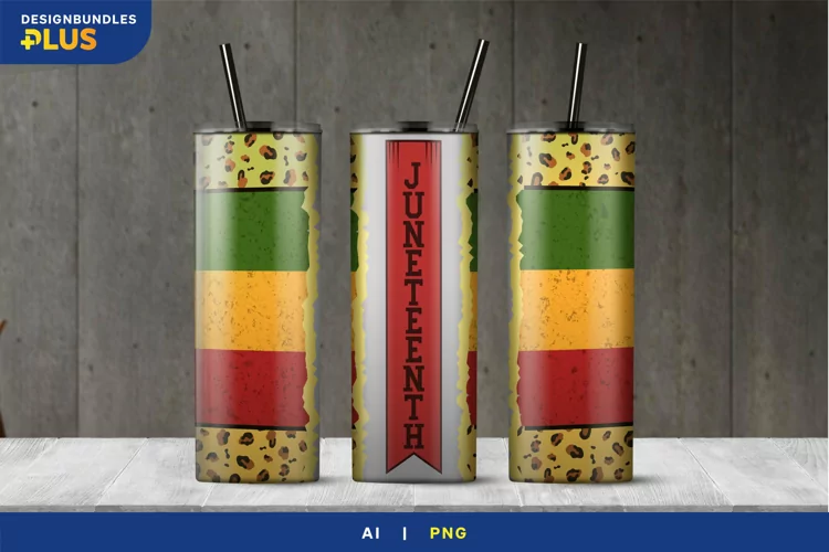 Juneteenth & Leopard Print Flag - 20 oz Skinny Tumbler