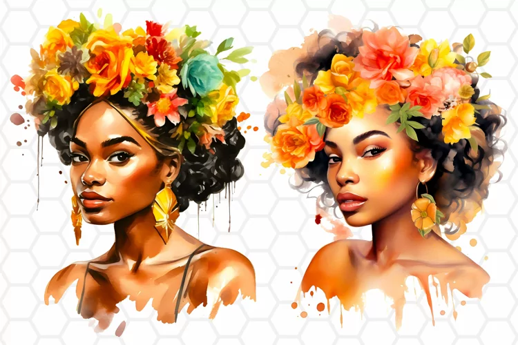 Juneteenth Girl Watercolor Cliparts, Sublimation PNG
