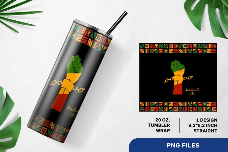 Juneteenth 1865, Chained Wrist, 20 oz Skinny Tumbler Wrap