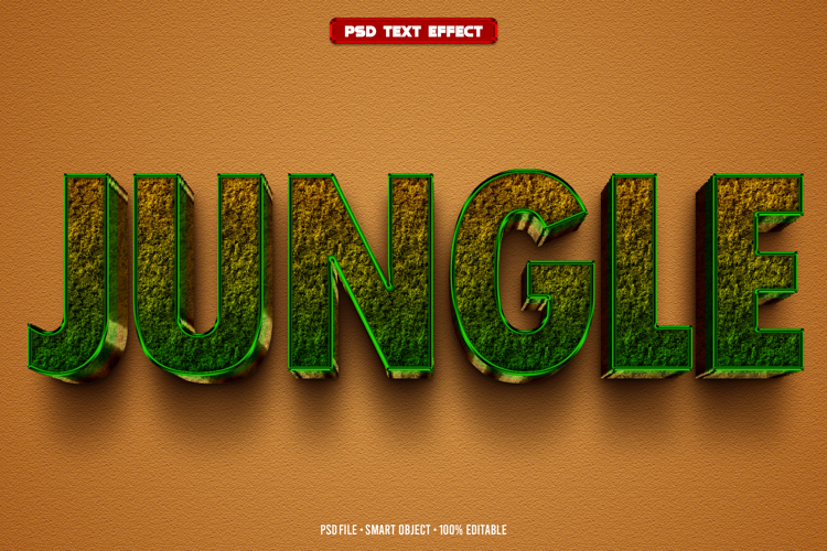 Jungle 3D editable text effect
