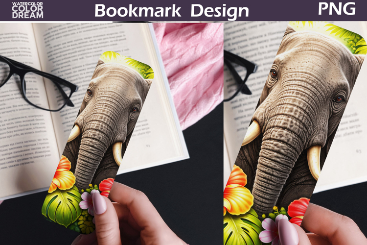 Elephant Jungle Bookmark | Tropical Animal Sublimation