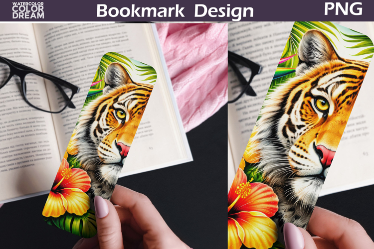 Tiger Tropical Bookmark | Jungle Wildlife Sublimation