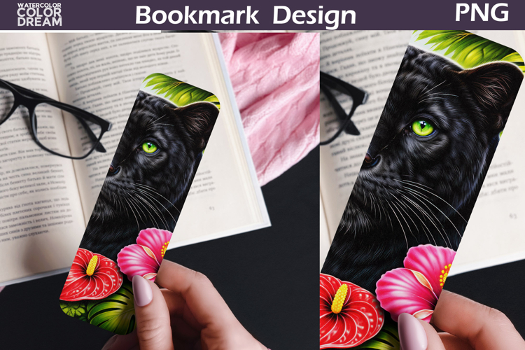 Black Panther Floral Bookmark | Jungle Animal Sublimation