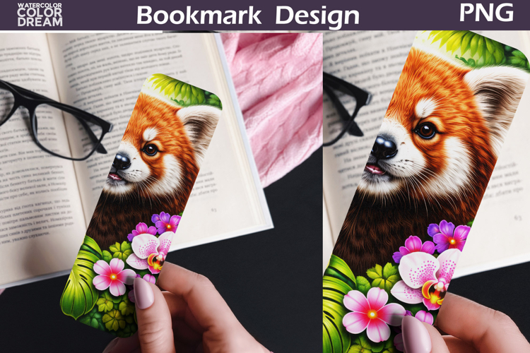 Red Panda Tropical Bookmark | Cute Animal Sublimation
