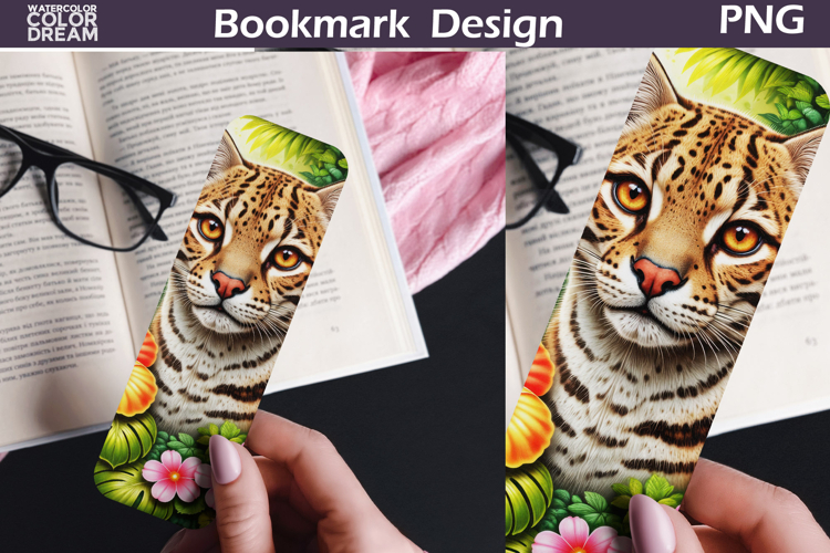 Ocelot Jungle Bookmark | Tropical Animal Sublimation example image 1