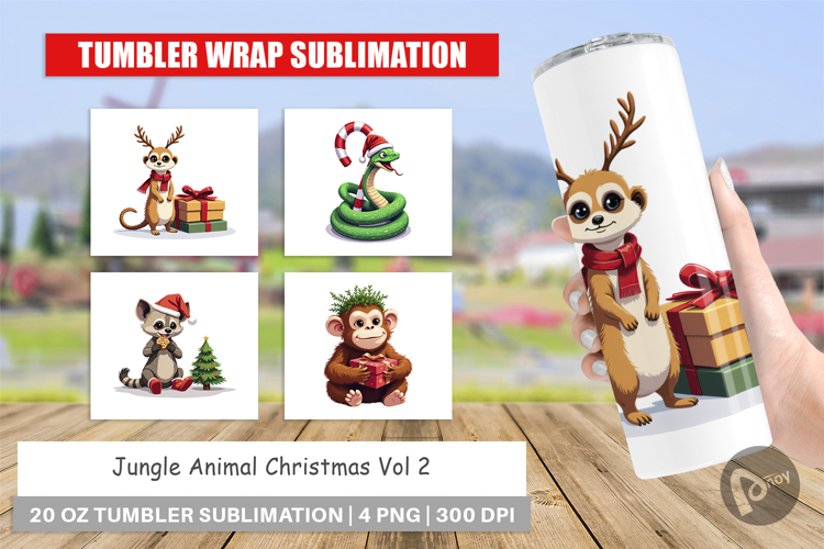 Tumbler Christmas Jungle Animals