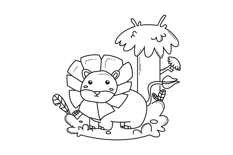 Jungle animal coloring book design drawing example image 1