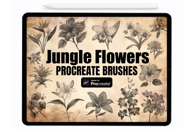 Jungle Flowers Procreate Stamps | Procreate Brushes