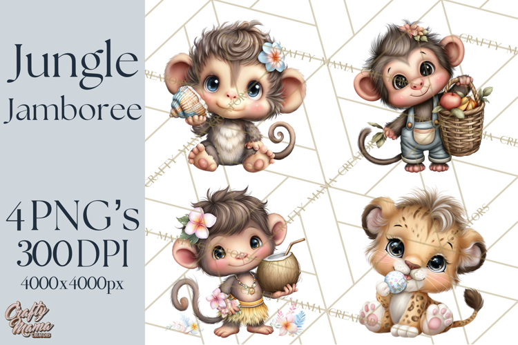 Tropical Jungle Clipart PNG, Wild Animals Nature Elements