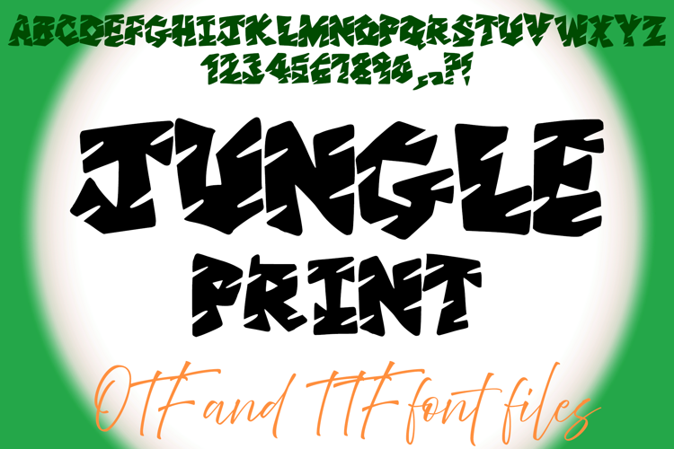 Jungle Print Typeface Lettering ABC Text Font OTF Wildlife