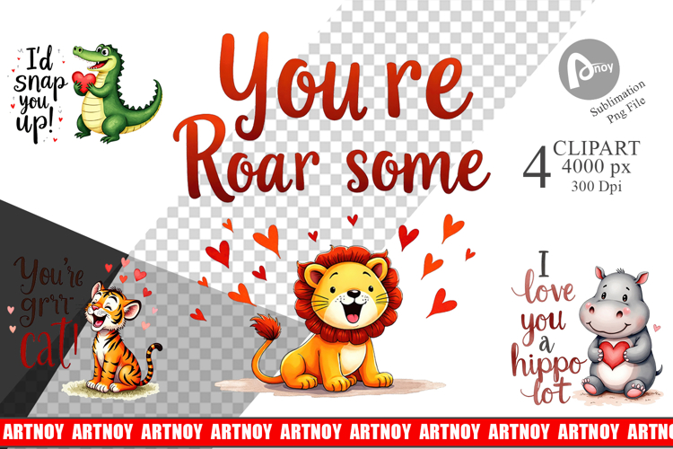 Jungle Sweethearts Valentine Clipart