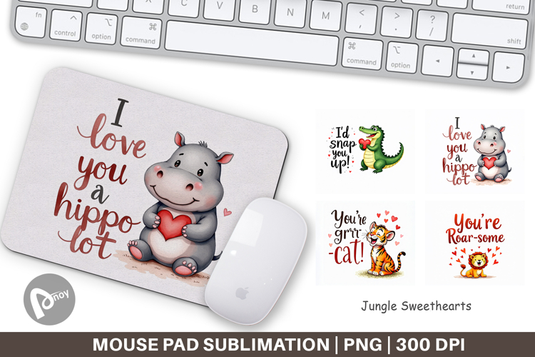 Jungle Sweethearts Valentine Mouse Pad