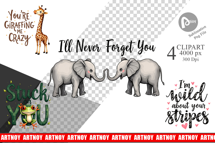 Jungle Sweethearts Valentine Clipart