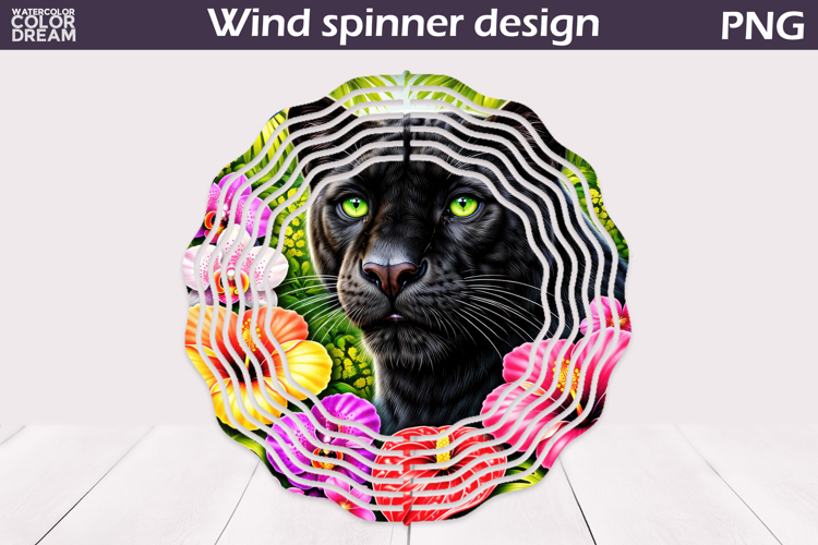 Black Panther Wind Spinner | Jungle Floral Art