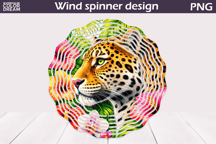 Leopard Wind Spinner Design | Jungle Floral Art