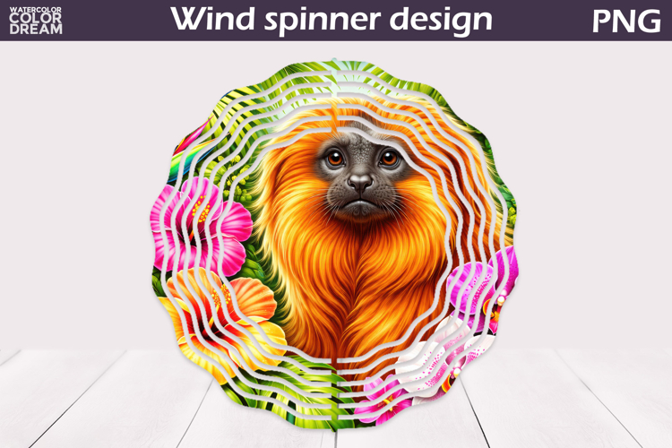 Golden Lion Tamarin Wind Spinner | Tropical Jungle Art