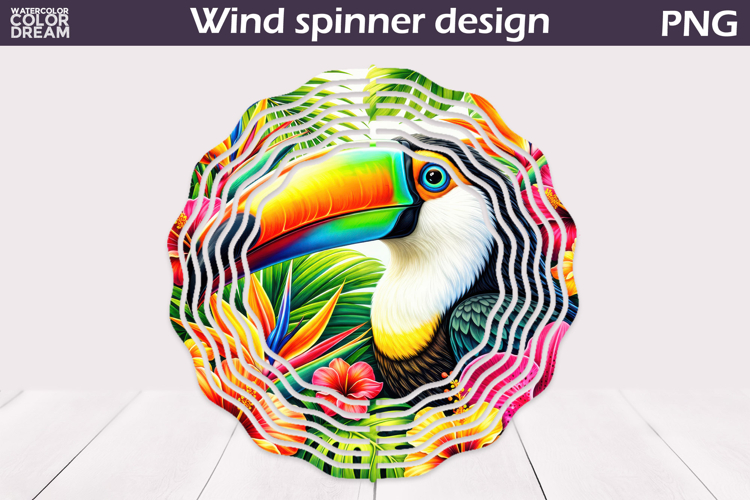 Toucan Wind Spinner Design | Tropical Jungle Art