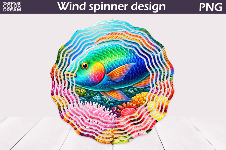 Tropical Reef Parrot Fish Wind Spinner | Ocean Art