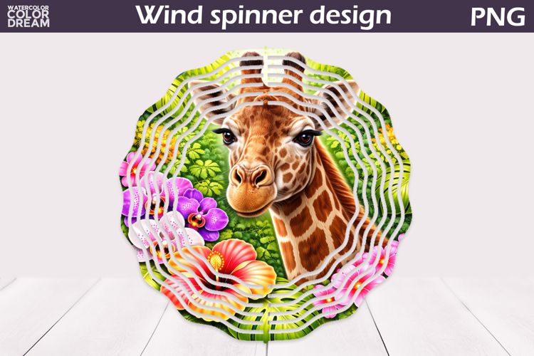 Giraffe Wind Spinner Design | Tropical Jungle Art