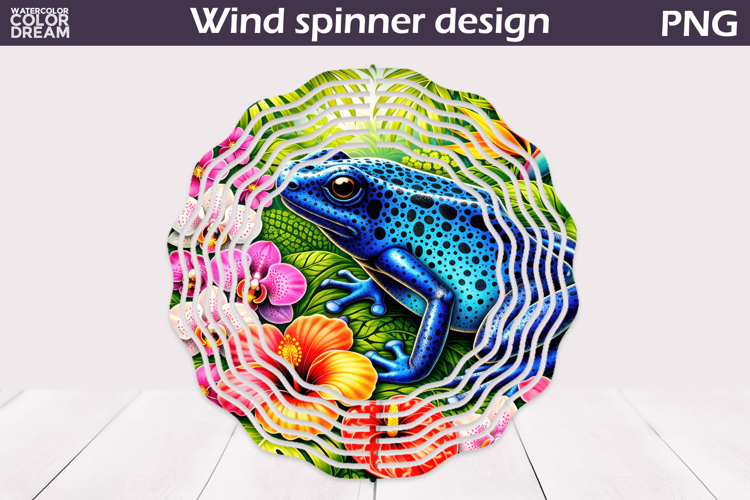 Blue Poison Dart Frog Wind Spinner | Tropical Jungle Art