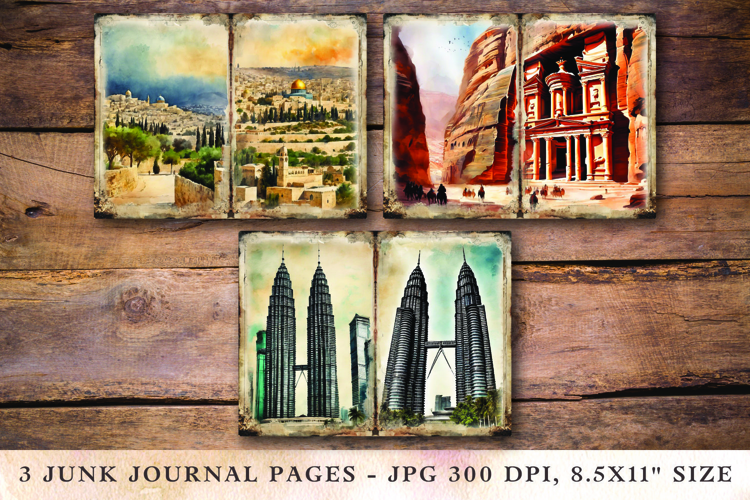 Junk Journal Pages - Asian Landmarks