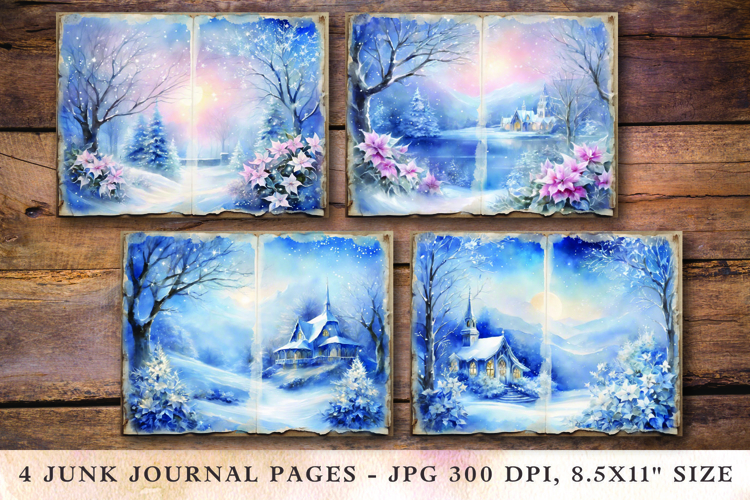 Junk Journal Pages - christmas snow