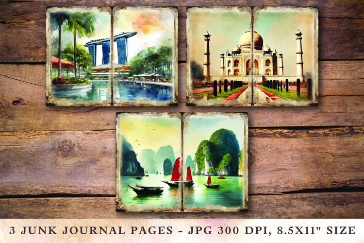 Junk Journal Pages - Asian Landmarks