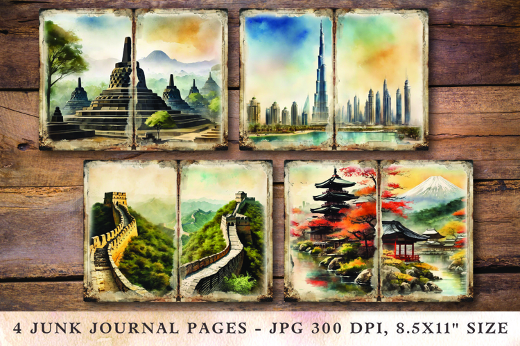 Junk Journal Pages - Asian Landmarks 2