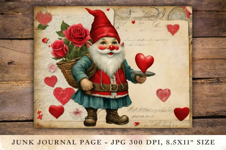 Valentine Junk Journal Pages - gnome