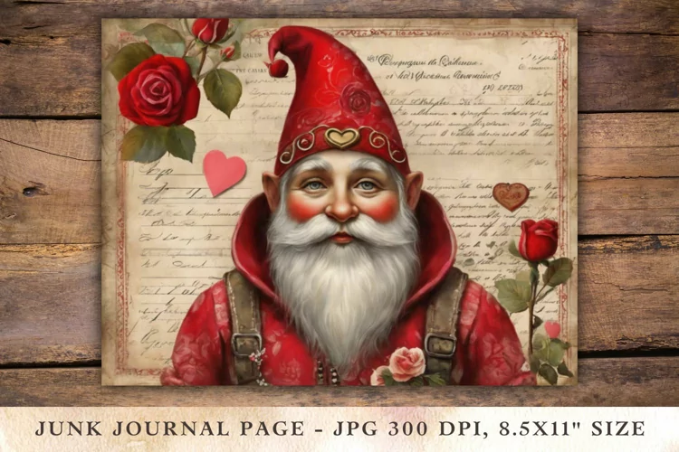Valentine Junk Journal Pages - gnome