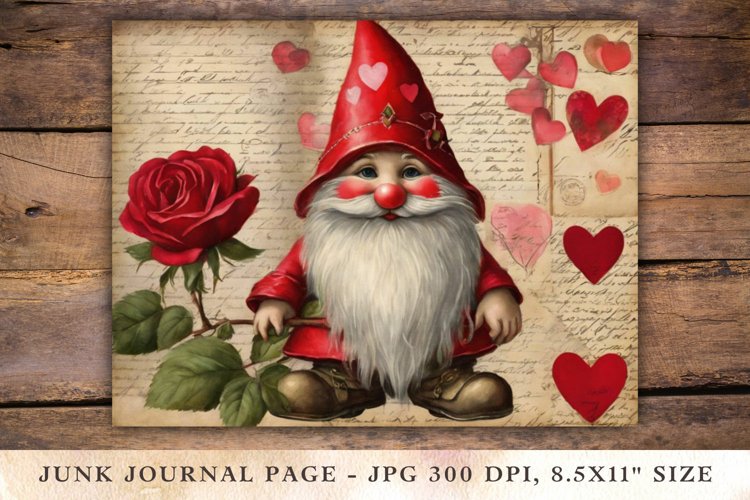 Valentine Junk Journal Pages - gnome example image 1